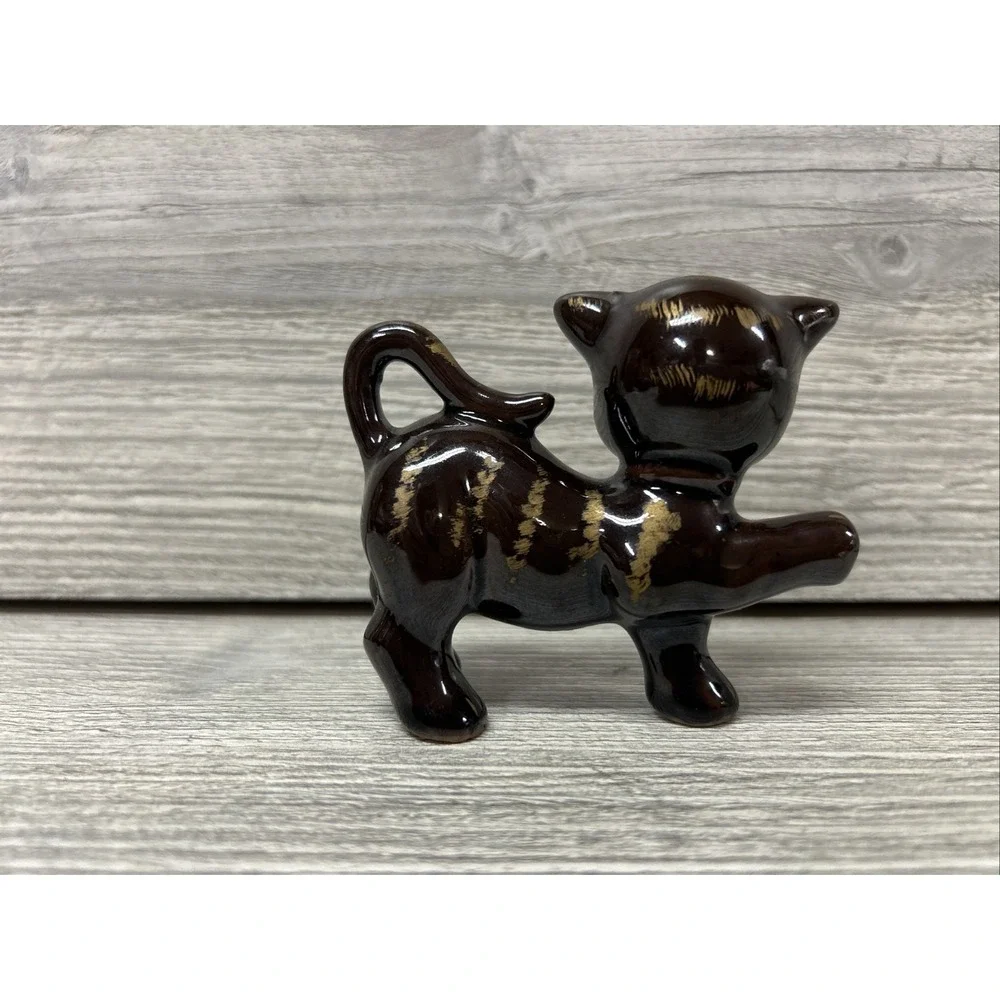 Vintage Brown Cat Porcelain Ceramic Decor‎ D1